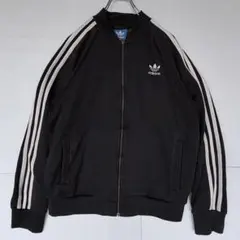 adidasアディダスSSTトラックジャケット 黒 白ジャージ刺繍ロゴ2XL相当