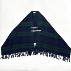 希少　ミシェルボードアン　ポンチョ　ケープ　ストール　マフラー　チェック　レザー