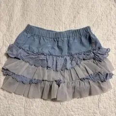 120cm ミキハウス　バレリーナ刺繍 フリルキュロットスカート　リーナちゃん