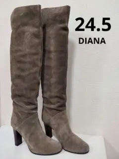 ダイアナ　DIANA　本革　スエード　ニーハイロングストレートブーツ