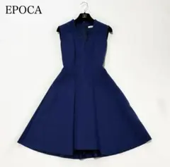 EPOCA ネイビー ノースリーブ Vネック フレアスカート ワンピース　38