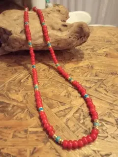 ホワイトハーツ,ジャスパー,ナバホデザインビーズ,ロングネックレス,60cm