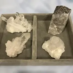 天然石水晶 (裸石) 4個セット　クラスター