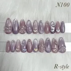 ネイルチップ ❁ キッズ マグネット ちゅるん リボン ハート 紫 ピンク 春