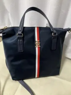 トミーヒルフィガーネイビー　トリコロール2WAYトートバッグ　海外限定品　新品