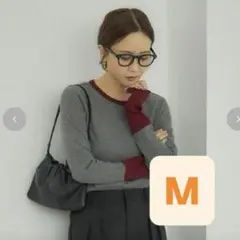 しまむら mysa closet 田中里奈 配色テレコTシャツ ダークグレーM