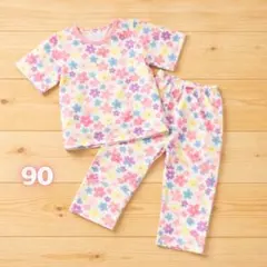 しまむら パジャマ 半袖 90 花柄 ポップのサムネイル