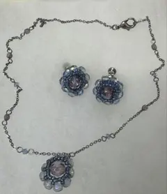 ビーズ刺繍 ネックレス イヤリング セット
