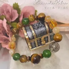 タイガーアイ ブラックトルマリンインクォーツ　 天然石ブレス 内径15.0