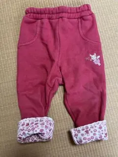 キムラタン　クーラクール　裏起毛　冬用ズボン　うさぎと天使の羽　サイズ70 赤