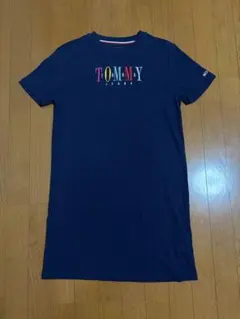 TOMMY JEANS 半袖ロングTシャツ ネイビー ロゴ刺繍 ワンピースのサムネイル