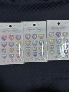 【希少】セリア デコレーションシール ハート クリア ピンク パープル 3セット