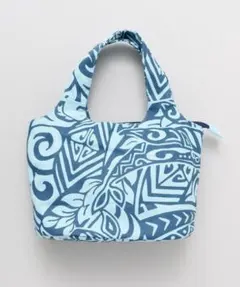残１ ネイビー ハワイアンバッグ トートバッグ ポリネトラミニBAG タパ柄