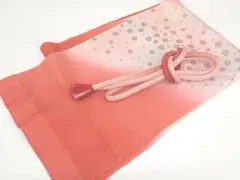秀品 正絹 帯締め 帯揚 2点セット より房 桜文 暈し ピンク系