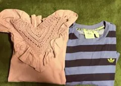 アディダス ストライプ TシャツとBEAMSフリルトップス