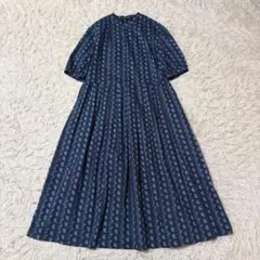 定価3,1万＊美品 ロワズィール カットジャカードワンピース ブルー総柄