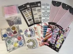 ネイルシール10種＋ラメ・ストーン セット セルフネイル 初心者OKまとめ売り
