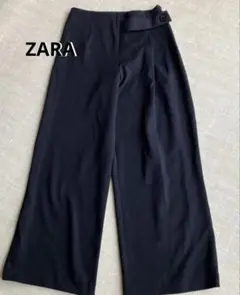 ZARA ネイビー ワイドレッグスラックス