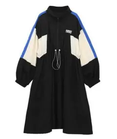 PUNYUS プニュズ サイズ1 切り替えナイロンワンピース 黒×青ジャージのサムネイル