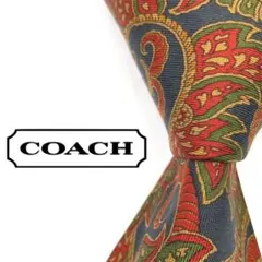 ◆美品◆COACH ネクタイ 紺色 ペイズリー柄 オシャレ