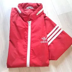 90年代物adidas ウインドブレーカー上下青赤3Lビンテージモデル adidas ウィンドブレーカー 上下セット レアなデザイン 青赤白 L