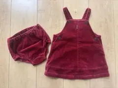 コムサイズム　バーガンディ コーデュロイ サロペット　セット　ワンピース　80