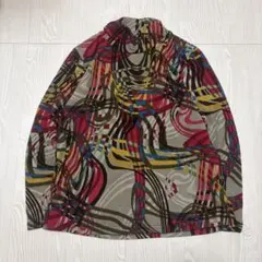 美品✨90s vintage 総柄 ハイネック 長袖 カットソー マルチカラーのサムネイル