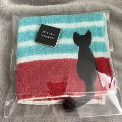 Atsuko Matano タオルハンカチ 黒猫 ボーダーのサムネイル