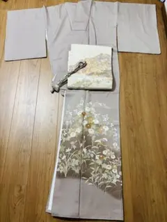 色留袖 花柄刺繍 ベージュ 3点セット