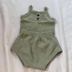 韓国服　キャミ　ブルマ　セットアップ　ワッフル　70