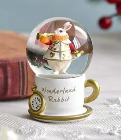 ミニスノードームティーカップワンダーラビット/ホワイト