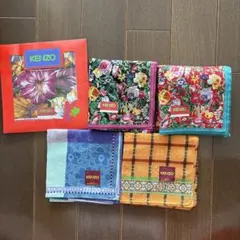 未使用　KENZO 花柄　ハンカチ5枚セット　透かし　ラグ柄　ケンゾーのサムネイル