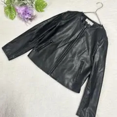 【ロペピクニック】フェイクレザーノーカラージャケット　40