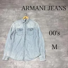 00's Y2K ARMANI JEANS 長袖 ウエスタン デニムシャツ M