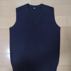 ダークブルー Vネックニットベスト 140