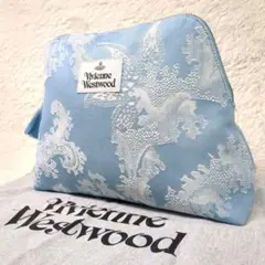 未使用級✨ヴィヴィアンウエストウッド ブルー ジャカード ポーチ クラッチバッグ