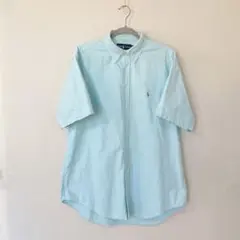90s ラルフローレン ポニーロゴ刺繍 オックスフォード 半袖 BDシャツ 古着