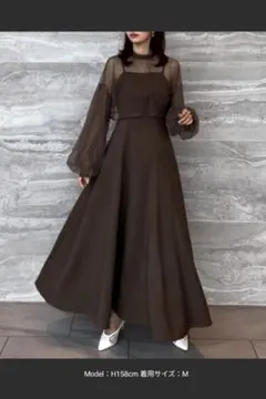 ブラウン パーティードレス XLサイズ