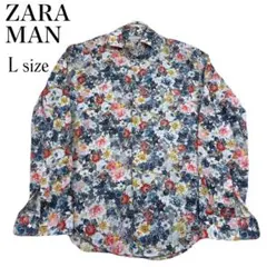 美品　ZARA MAN フラワープリント 総柄　長袖シャツ Lサイズ　春夏コーデ