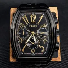 ★エルジン　ELGIN ブラック×ゴールド クロノグラフ 稼動品のサムネイル