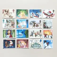 外国切手16枚セット（イギリス：クリスマス切手）