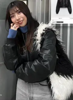 ✨️美品✨️ZARAダメージドフェフイク レザーボンバージャケット