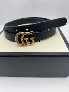 GUCCI ベルト マーモント GG金具 ゴールド金具 ブラック レザー - メルカリ