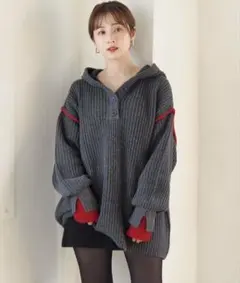 【匿名配送】 tiptop 畦編配色 レイヤードヘンリーパーカー