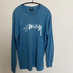 ステューシー ビッグロゴ 長袖　ロンT 水色　ショーンロゴ