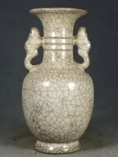 宋時代　哥窑开片　贯耳瓶　陶器 壺 花瓶 時代物 骨董品 宋時代 哥窑开片 贯耳瓶 陶器 壺 花瓶 時代物 骨董品 - メルカリ