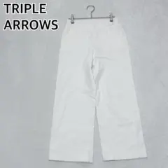 トリプルアローズ 洗える 綿混 ワイドパンツ 白 アンクル ストレッチi6282のサムネイル