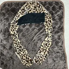 ヒョウ柄 フード付きマフラー