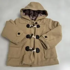 ベージュ フリース　ダッフルコート フード付きコート 110cm
