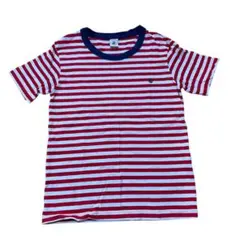 美品petit bateau赤と白のストライプ Tシャツ140
